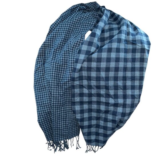 mossimo light chambray blue double faced cotton Gingham Buffalo Plaid sc… - Picture 1 of 5